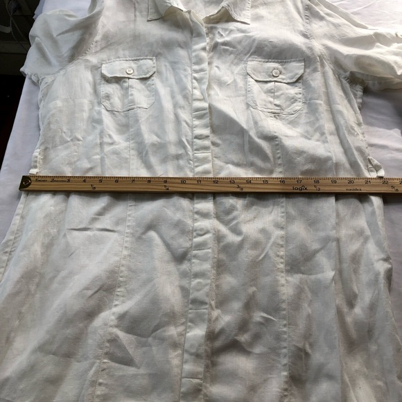 Escada Sport white linen button up shirt maxi dress womens 46 quiet luxury - Picture 13 of 15